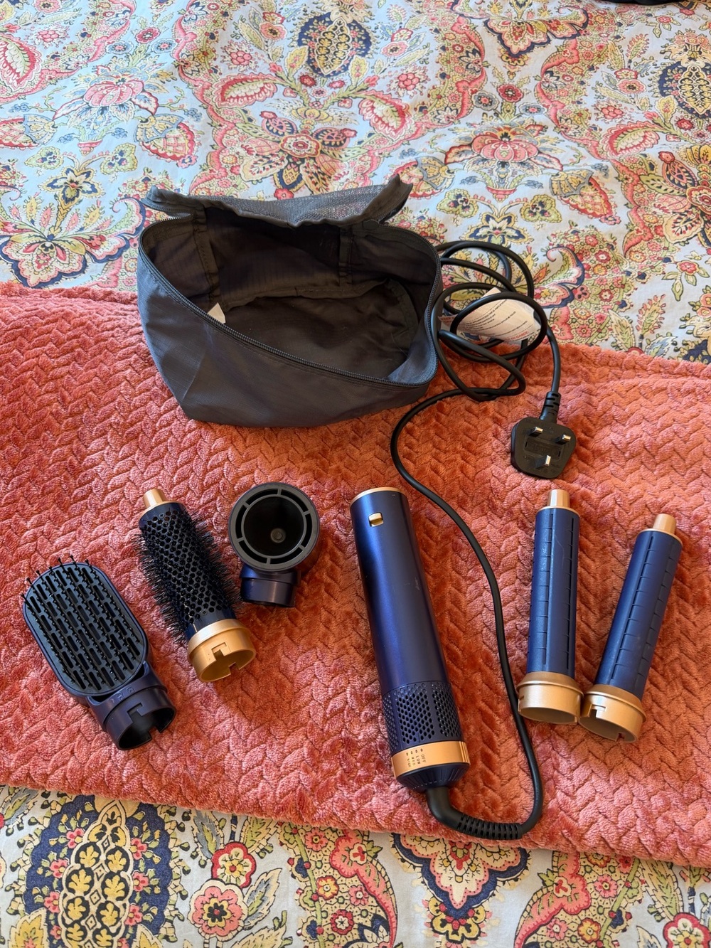 Corded Blue & Gold Multi-Attachment Hair Styler for Women